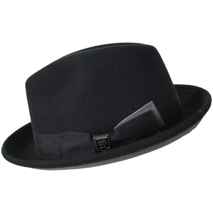 Stacy Adams | Bracco Wool Felt Fedora Hat | 130428 | profile | BLACK/GREY