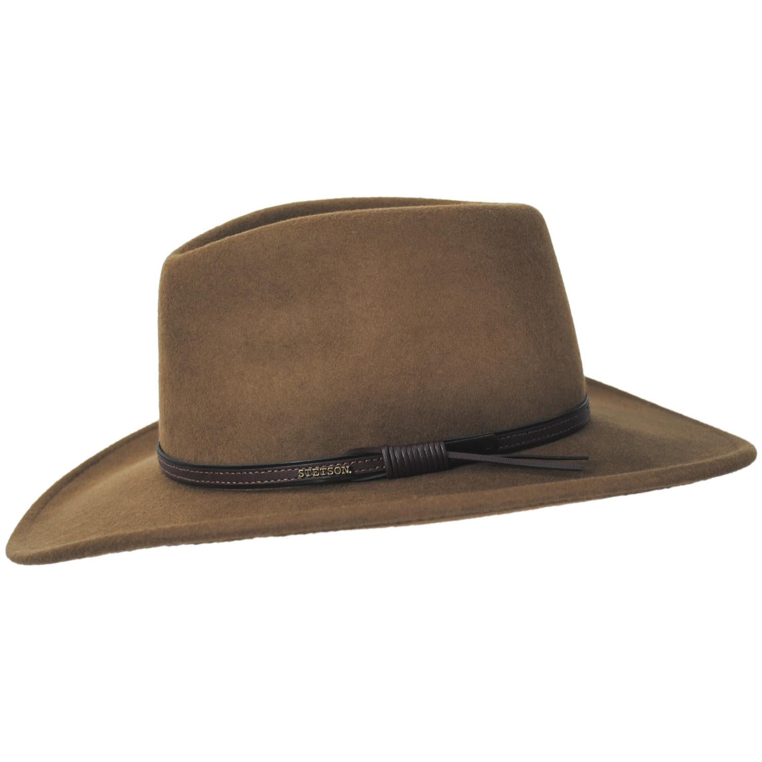 Stetson | Bozeman Crushable Wool Felt Outback Hat | 130692 | profile | LIGHT BROWN