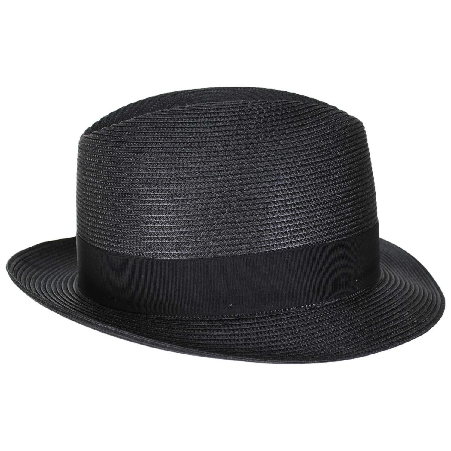 Stetson | Parker Florentine Milan Straw Fedora Hat | 127072 | profiletwo | BLACK