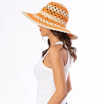 San Diego Hat Company | Julep Toyo Straw Sun Hat | 103598 | lsftwo | ORANGE STRIPE