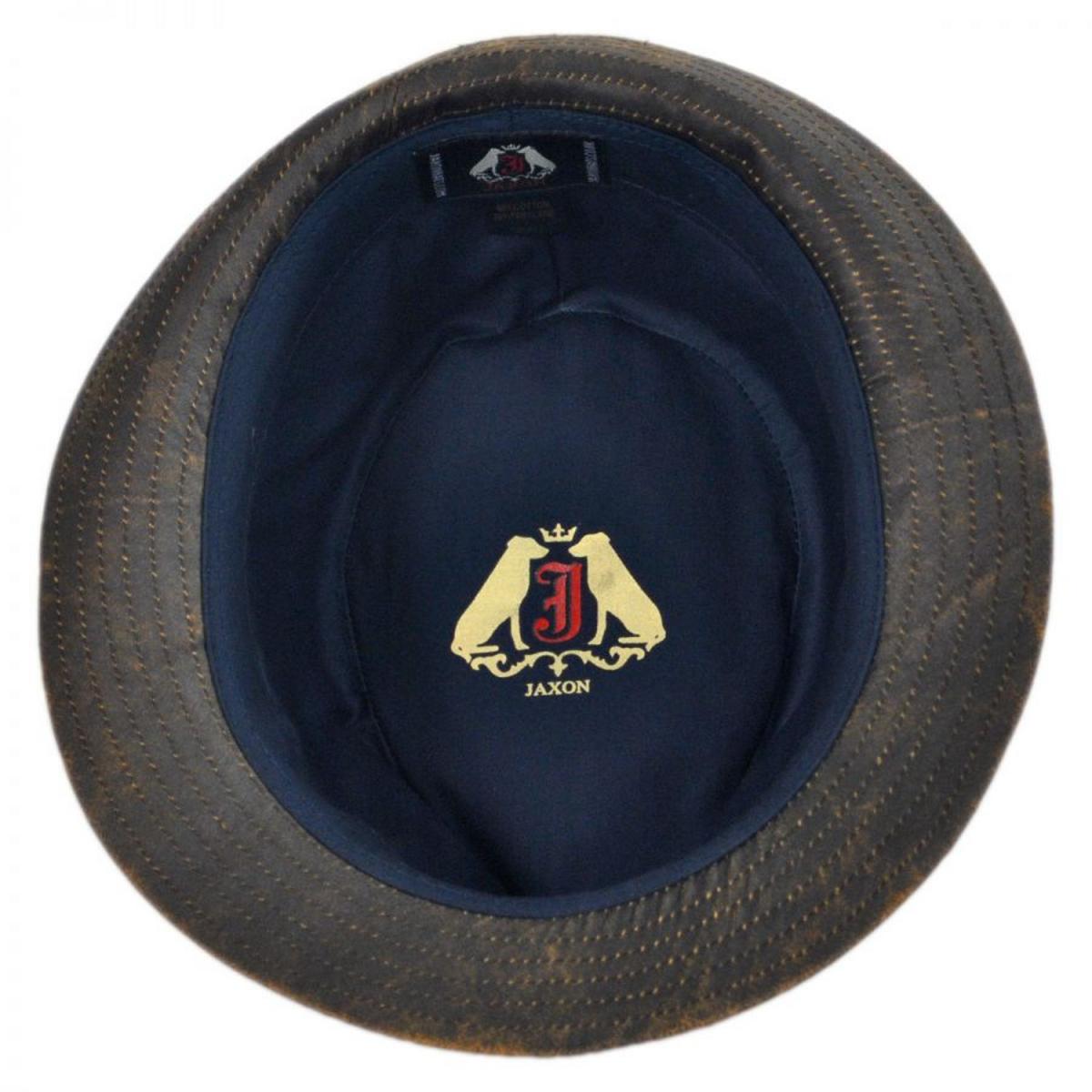 Jaxon Hats | Weathered Cotton Trilby Fedora Hat | 142314 | under | BROWN