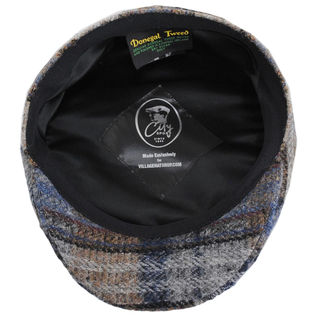 City Sport Caps | Donegal Tweed Wool Plaid Mix Ivy Cap | 175068 | under | BLUE/GREY