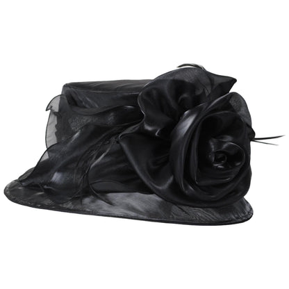 Sophia | Grand Rose Organza Dress Hat | 122963 | profile | BLACK