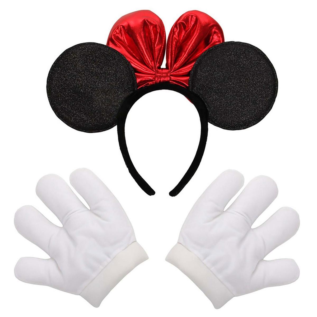 Disney | Minnie Glitter Headband & Gloves Set | 190567 | under | BLACK/RED