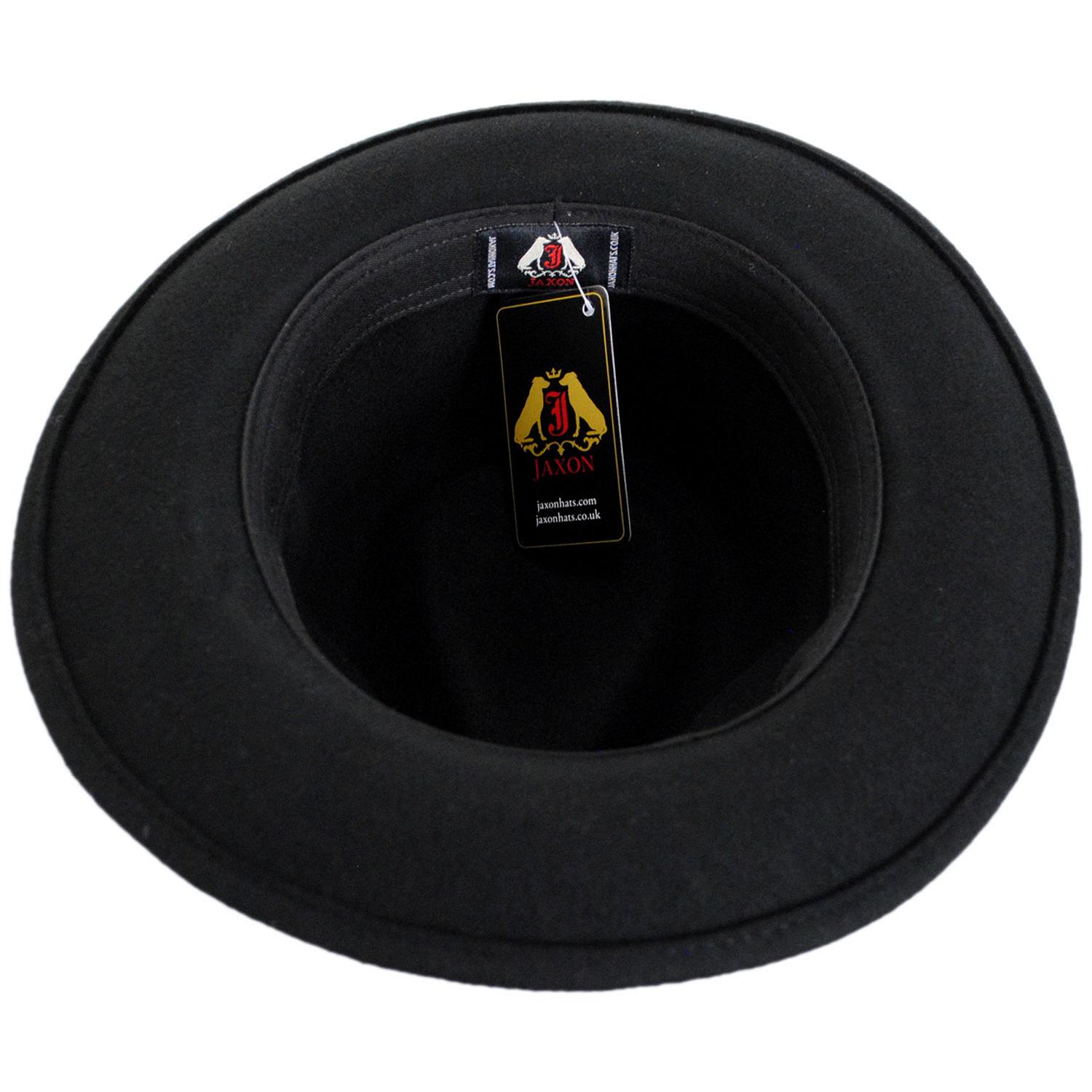 Jaxon Hats | C-Crown Crushable Wool Felt Fedora Hat | 135003 | under | BLACK