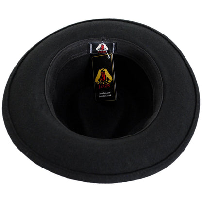 Jaxon Hats | C-Crown Crushable Wool Felt Fedora Hat | 135003 | under | BLACK