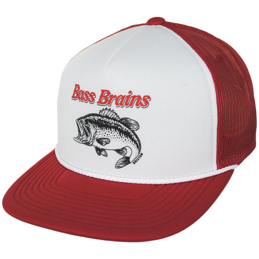 BRIXTON HATS | Bass Brains Foam and Mesh Trucker Snapback Baseball Cap | 201860 | lead | CRIMSON/WHITE/CRIMSON