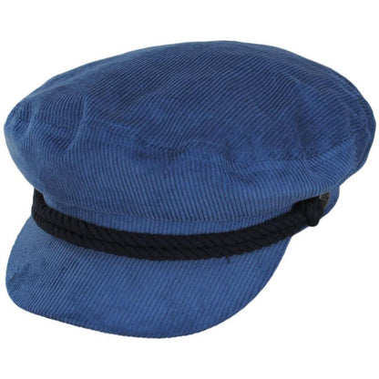 BRIXTON HATS | Corduroy Fiddler Cap - White Cap & Pacific Blue | 181305WCPB | lead | PACIFIC BLUE