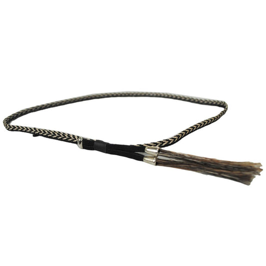 Scala | Horse Hair Braid with Side Double Tassels Hat Band | 602110 | lead | BLACK/WHITE