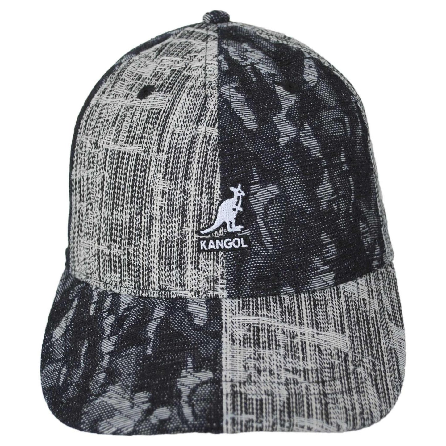 Kangol | Denim Mashup Strapback Baseball Cap Dad Hat | 201132 | front | BLACK TOPSTITCH