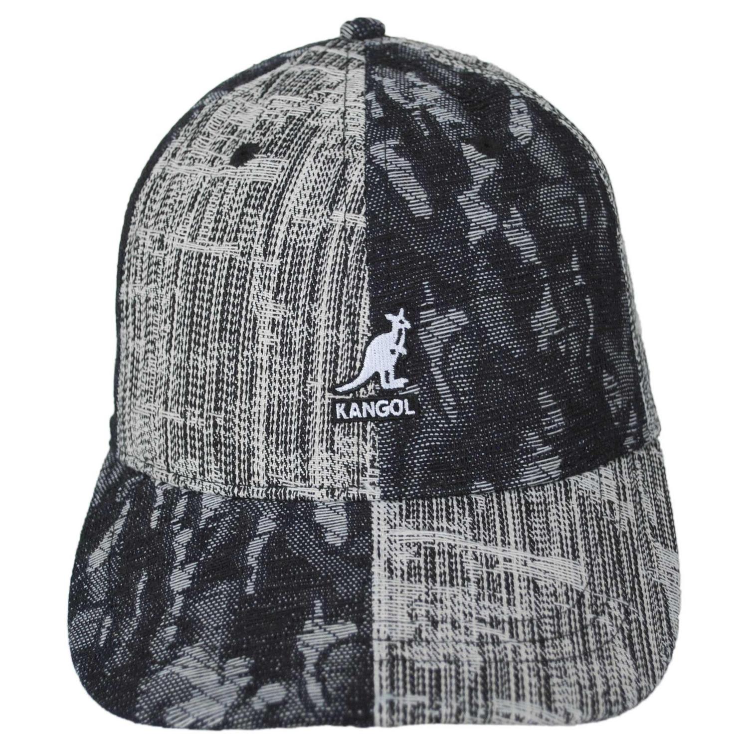 Kangol | Denim Mashup Strapback Baseball Cap Dad Hat | 201132 | front | BLACK TOPSTITCH