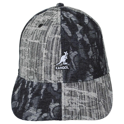 Kangol | Denim Mashup Strapback Baseball Cap Dad Hat | 201132 | front | BLACK TOPSTITCH