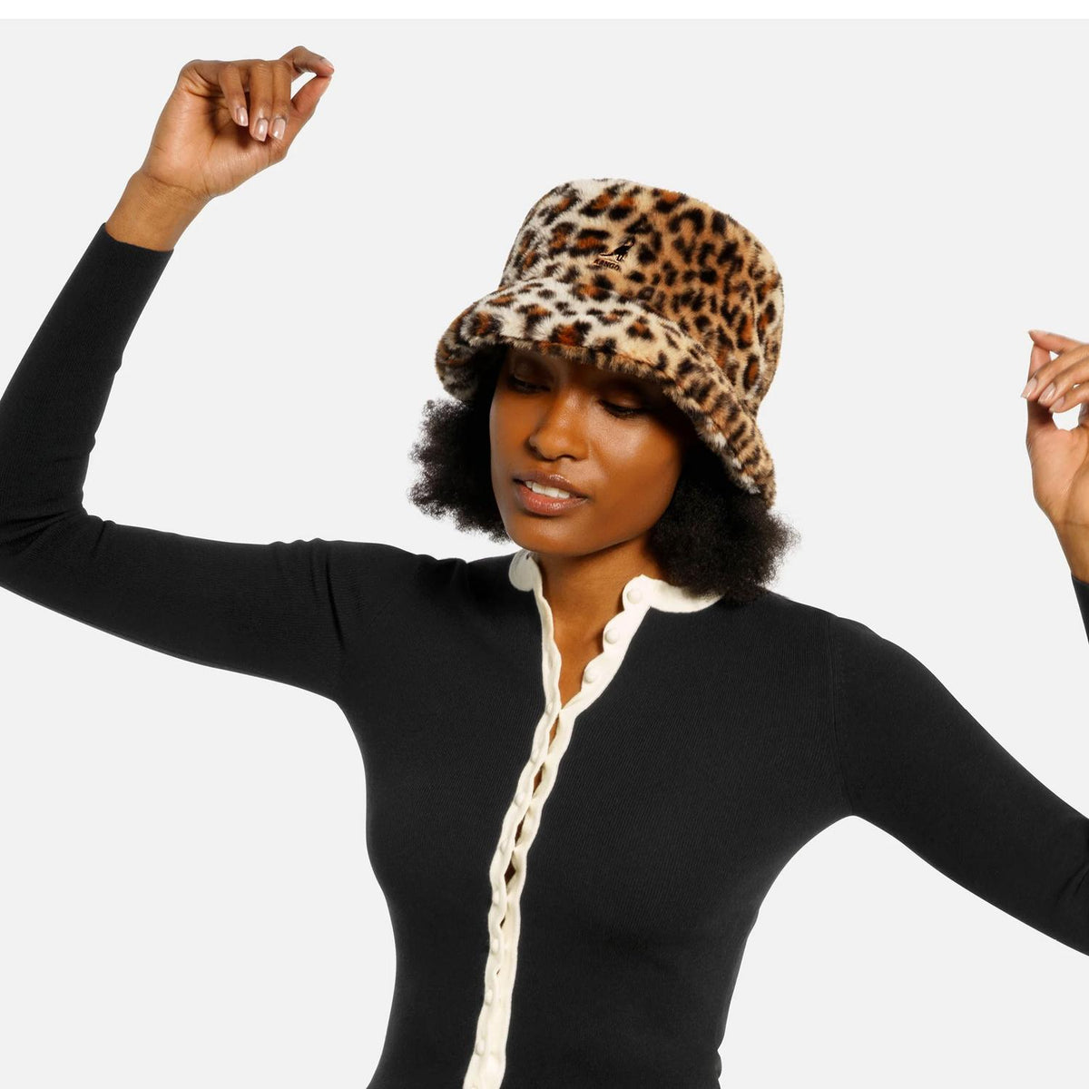 Kangol | Leopard Faux Fur Bucket Hat | 185848 | lsfone | WARM TAUPE LEOPARD