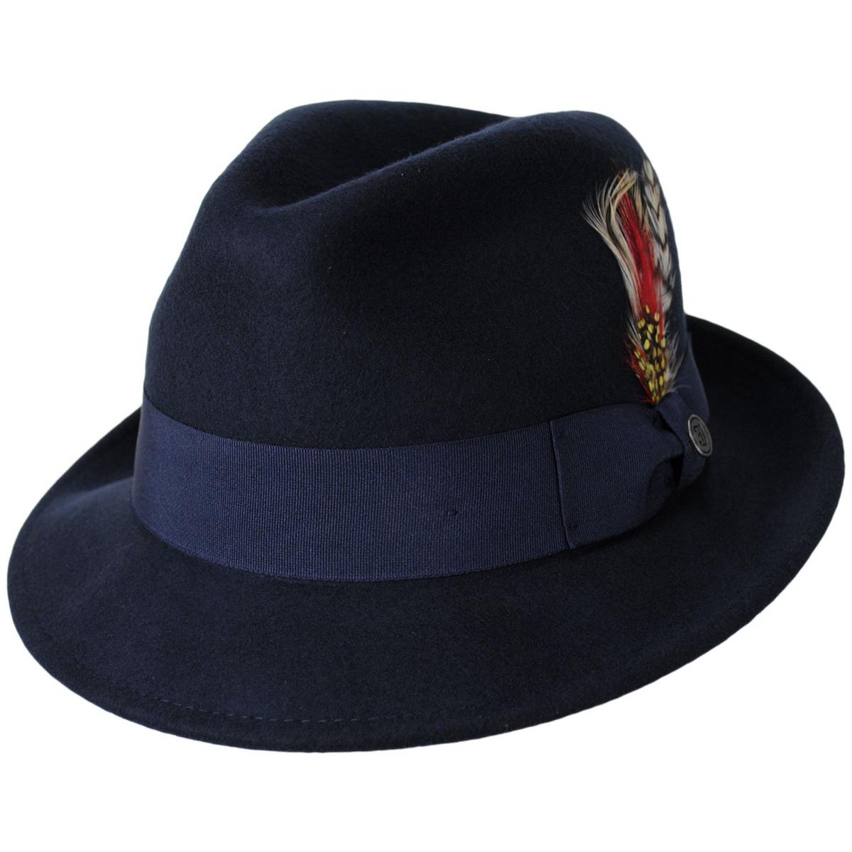 Jaxon Hats | Wholesale Blues Crushable Wool Felt Trilby Fedora Hat B2B Pre-Pack | B2B132020 | lead | NAVY BLUE