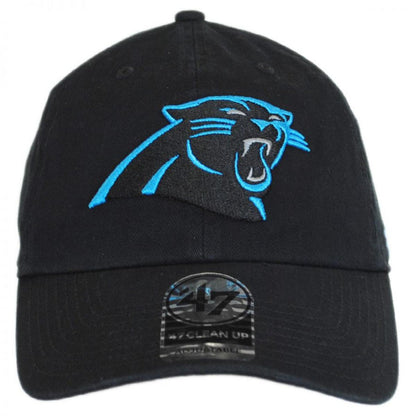 47 Brand | Carolina Panthers NFL Clean Up Strapback Baseball Cap Dad Hat | 203520 | front | BLACK