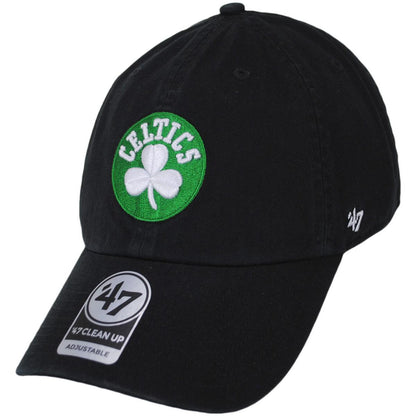 47 Brand | Boston Celtics NBA Clean Up Strapback Baseball Cap Dad Hat | 203951 | lead | BLACK