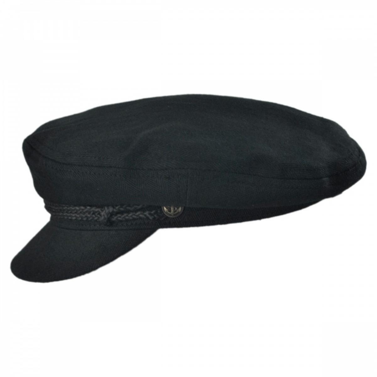 BRIXTON HATS | Herringbone Cotton Fiddler Cap | 181302 | under | BLACK