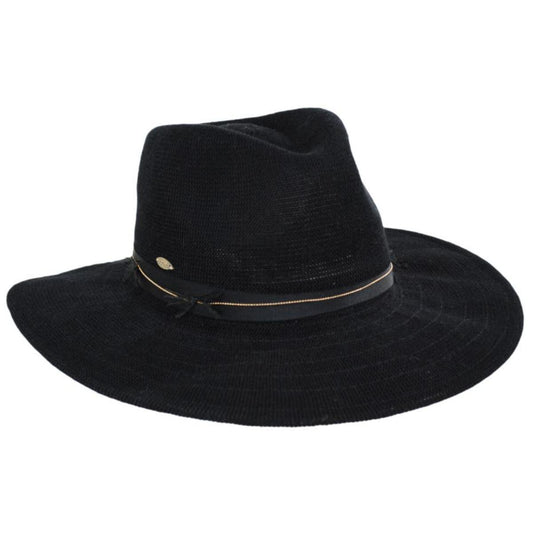 Scala | Delvey Knit Fedora Hat | 106437 | lead | BLACK