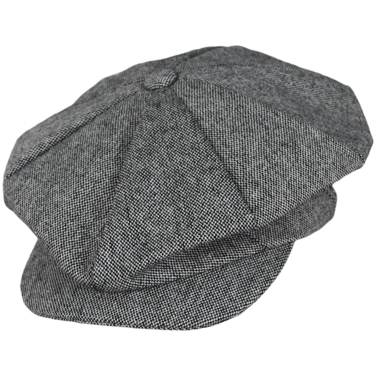 Jaxon Hats | Marl Tweed Wool Blend Big Apple Cap | 167725 | lead | BLACK