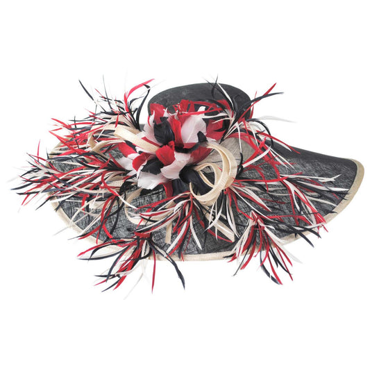 St. Julian | Feather Spikes Sinamay Straw Lampshade Dress Hat | 124284 | lead | NAVY