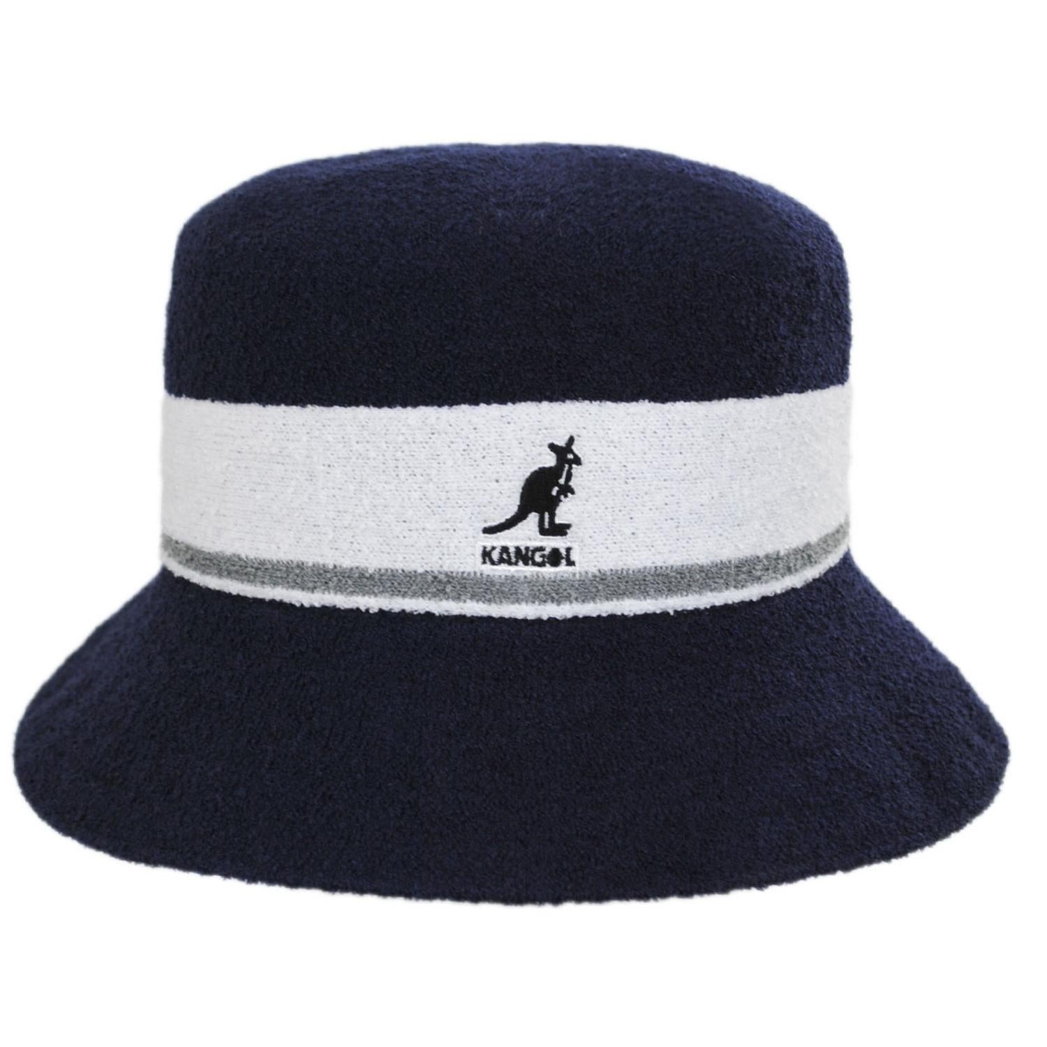 Kangol | Bermuda Stripe Bucket Hat | 185729 | front | NAVY