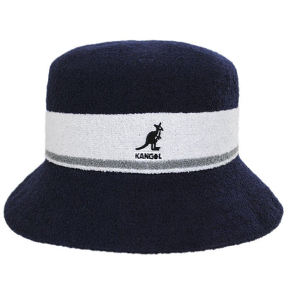 Kangol | Bermuda Stripe Bucket Hat | 185729 | front | NAVY