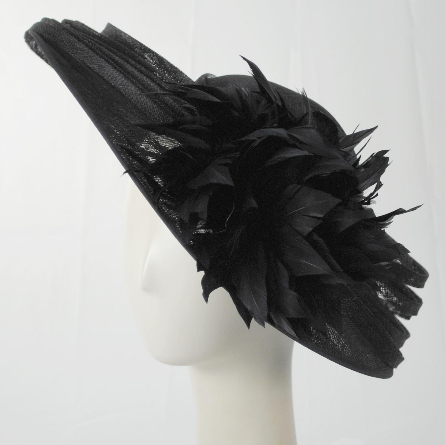 Lily & Taylor | Saturnalia Sinamay Straw Fascinator Hat | 124274 | profile | BLACK