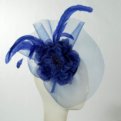 Sophia | Peony and Feathers Fascinator Hat | 122907 | profile | BLUE
