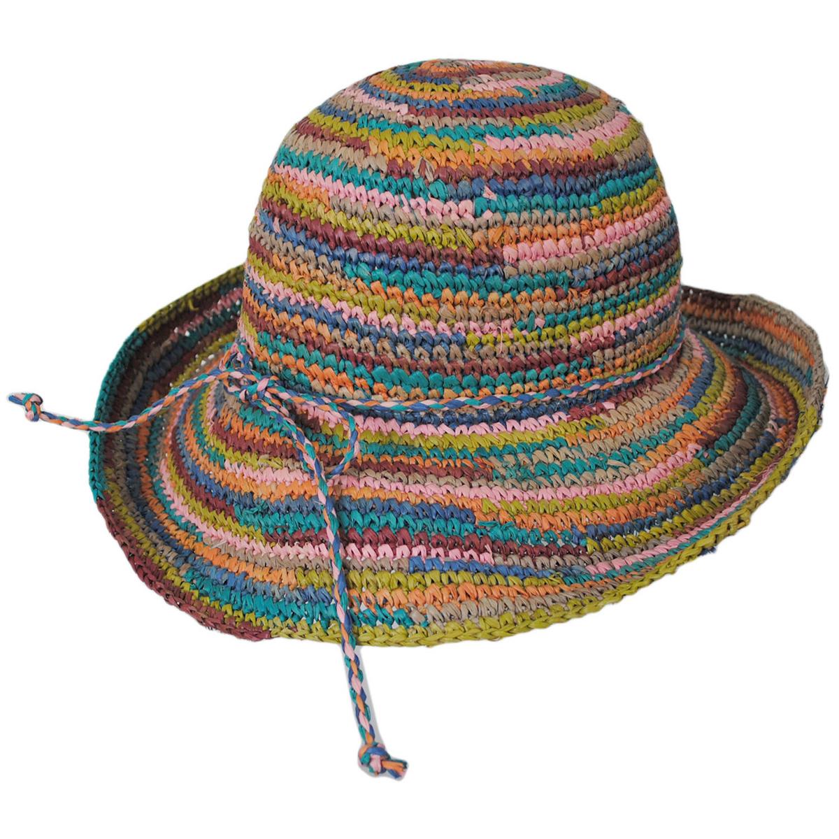 San Diego Hat Company | La Playa Raffia Straw Sun Hat | 103603 | profile | MIXED BRIGHTS