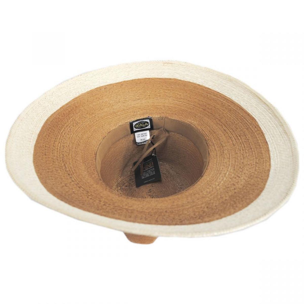 Elgans Two-Tone Palm Leaf Straw Fedora Hat