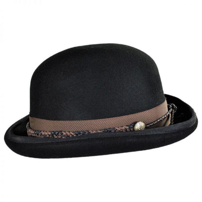 Conner | Steampunk Wool Felt Bowler Hat | 130908 | profile | BLACK