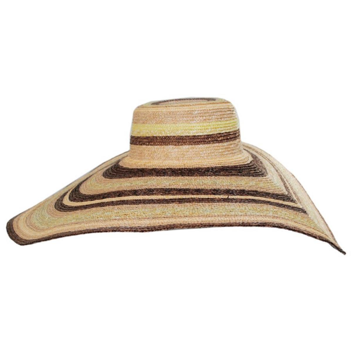 Milan Stripe Wide Brim Wheat Straw Sun Hat