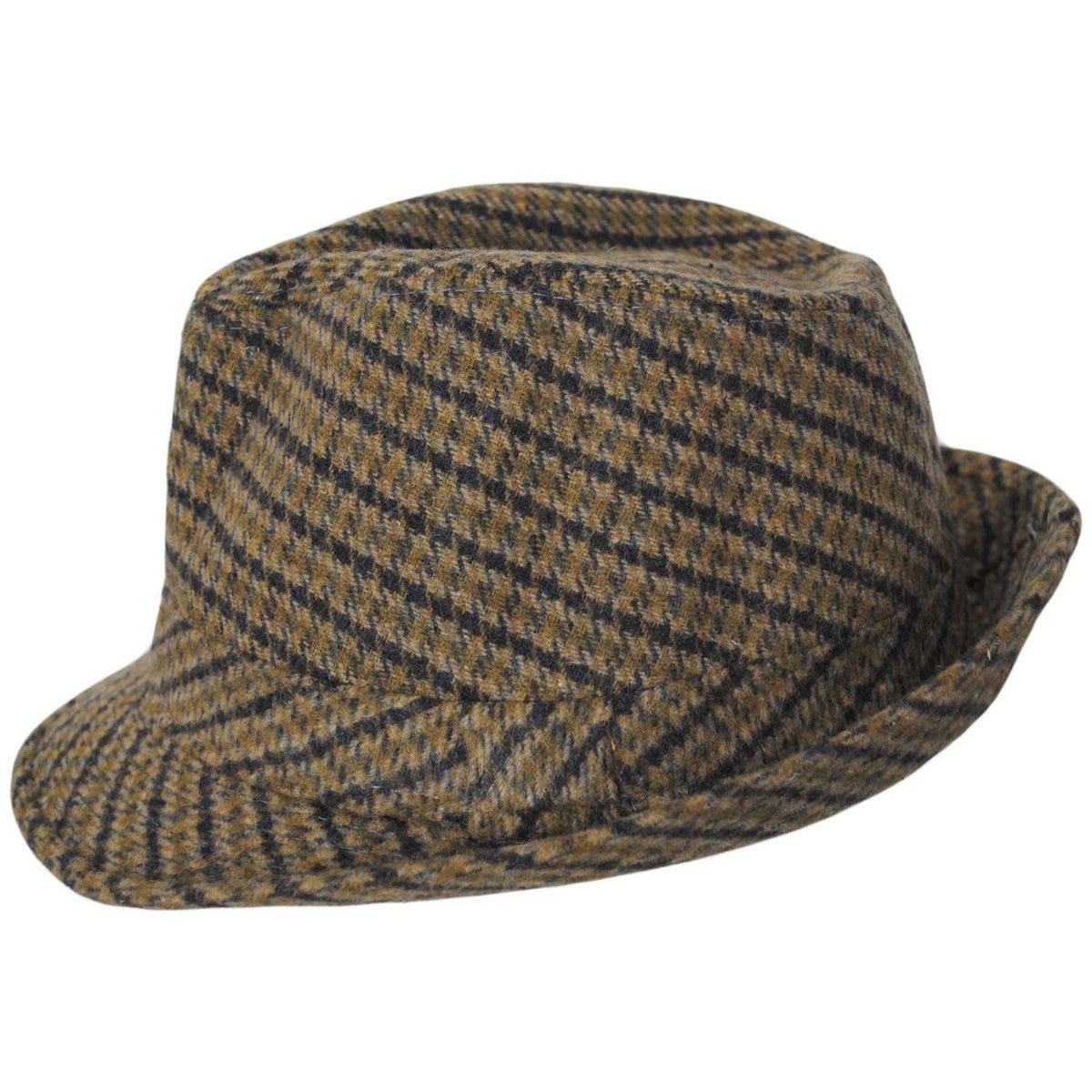 San Diego Hat Company | Houndstooth Plaid Fedora Hat | 141607 | profile | BROWN