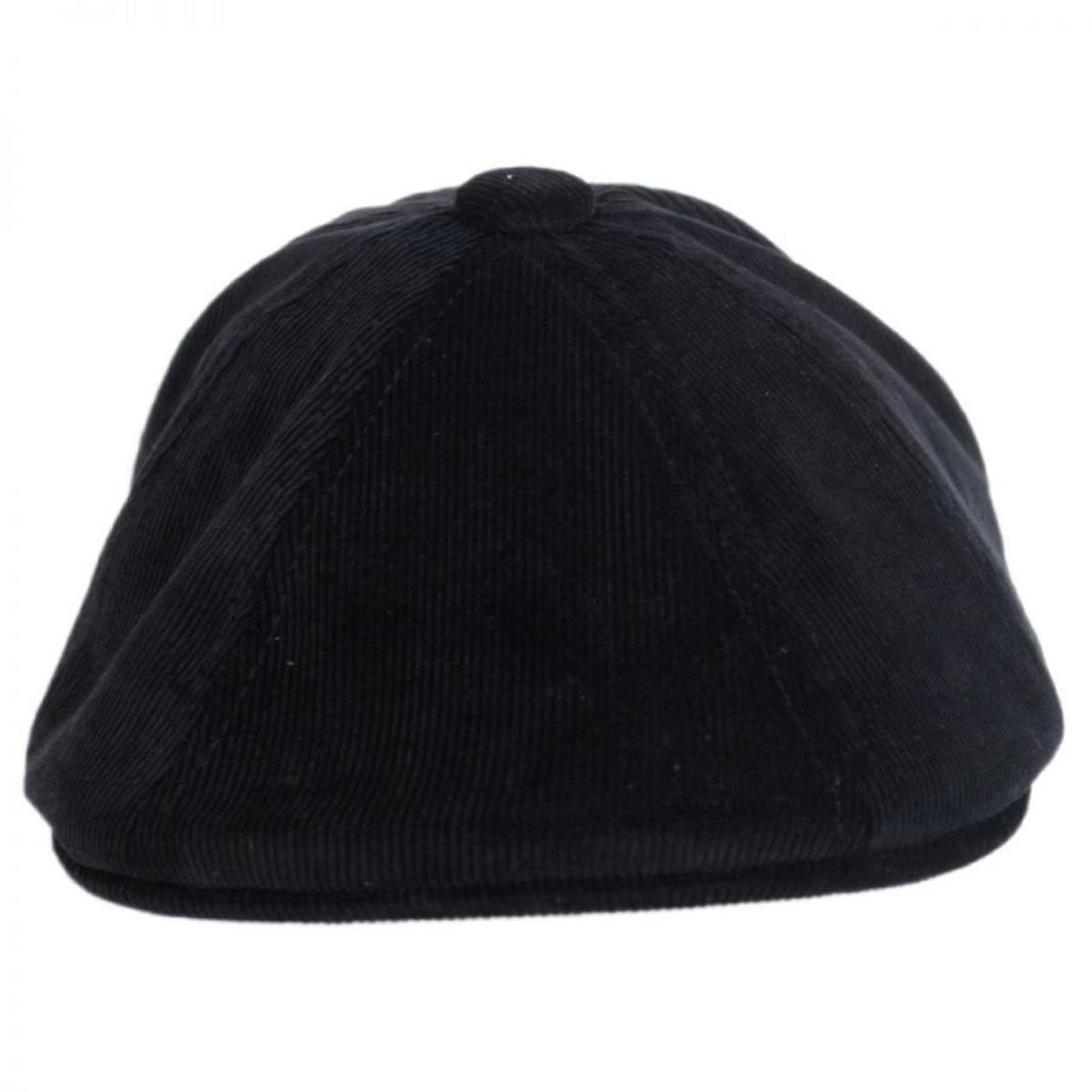 Kangol | Hawker Corduroy Newsboy Cap | 160950 | front | BLACK