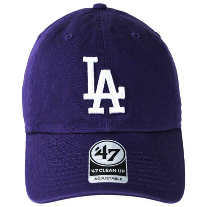 47 Brand | Los Angeles Dodgers MLB Clean Up Strapback Baseball Cap Dad Hat | 203042 | front | PURPLE