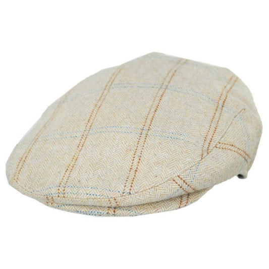 Jaxon Hats | Skyline Herringbone Overcheck Wool Blend Ivy Cap | 167577 | lead | BEIGE