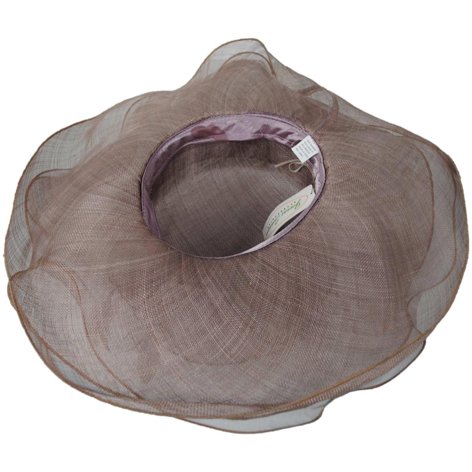 Jeanne Simmons | Organza Flower Triple Layer Sinamay Straw Boater Dress Hat | 120773 | under | LAVENDER