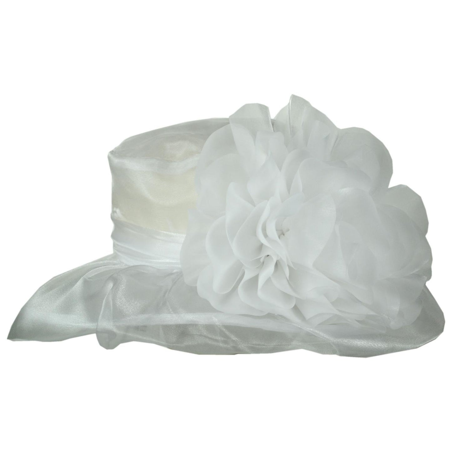 Sophia | Flower Clip Organza Dress Hat | 122910 | profile | WHITE