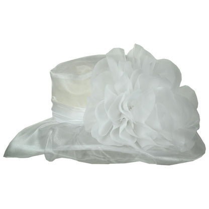 Sophia | Flower Clip Organza Dress Hat | 122910 | profile | WHITE