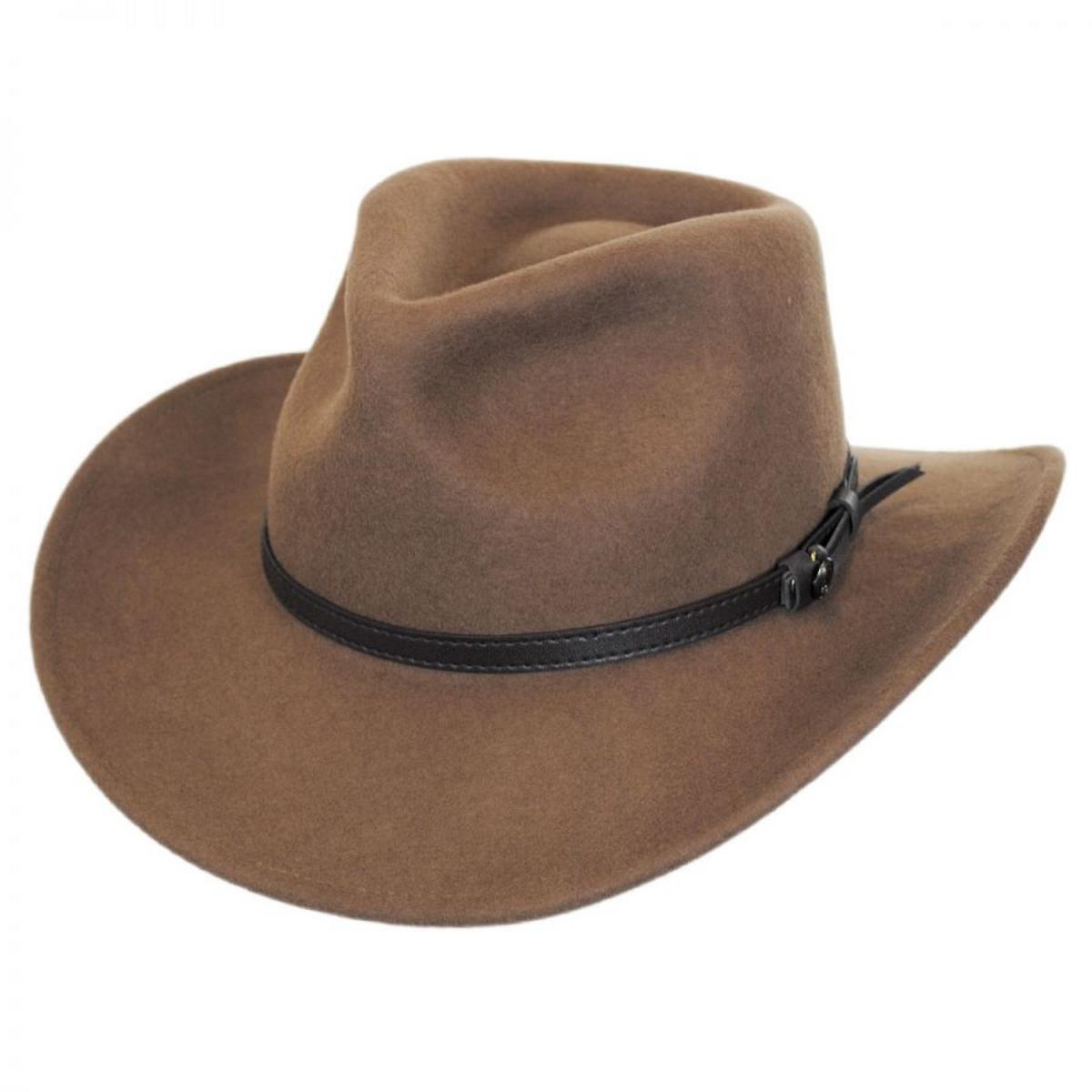 Jaxon Hats | Crushable Wool Felt Outback Hat | 135002 | lead | PECAN