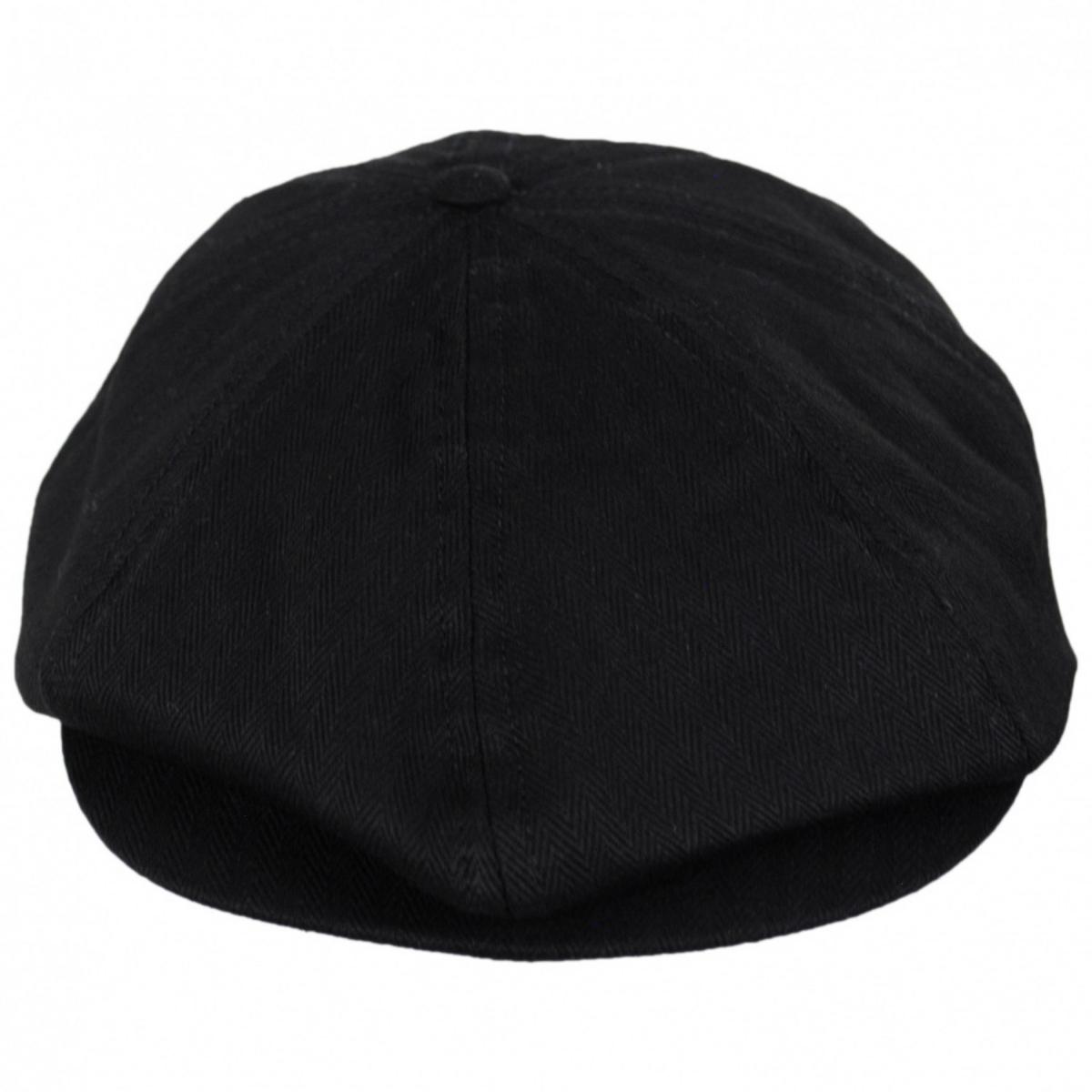 BRIXTON HATS | Brood Tonal Herringbone Cotton Newsboy Cap | 161500 | front | BLACK