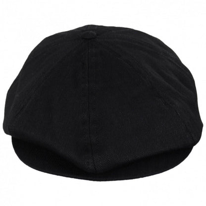 BRIXTON HATS | Brood Tonal Herringbone Cotton Newsboy Cap | 161500 | front | BLACK