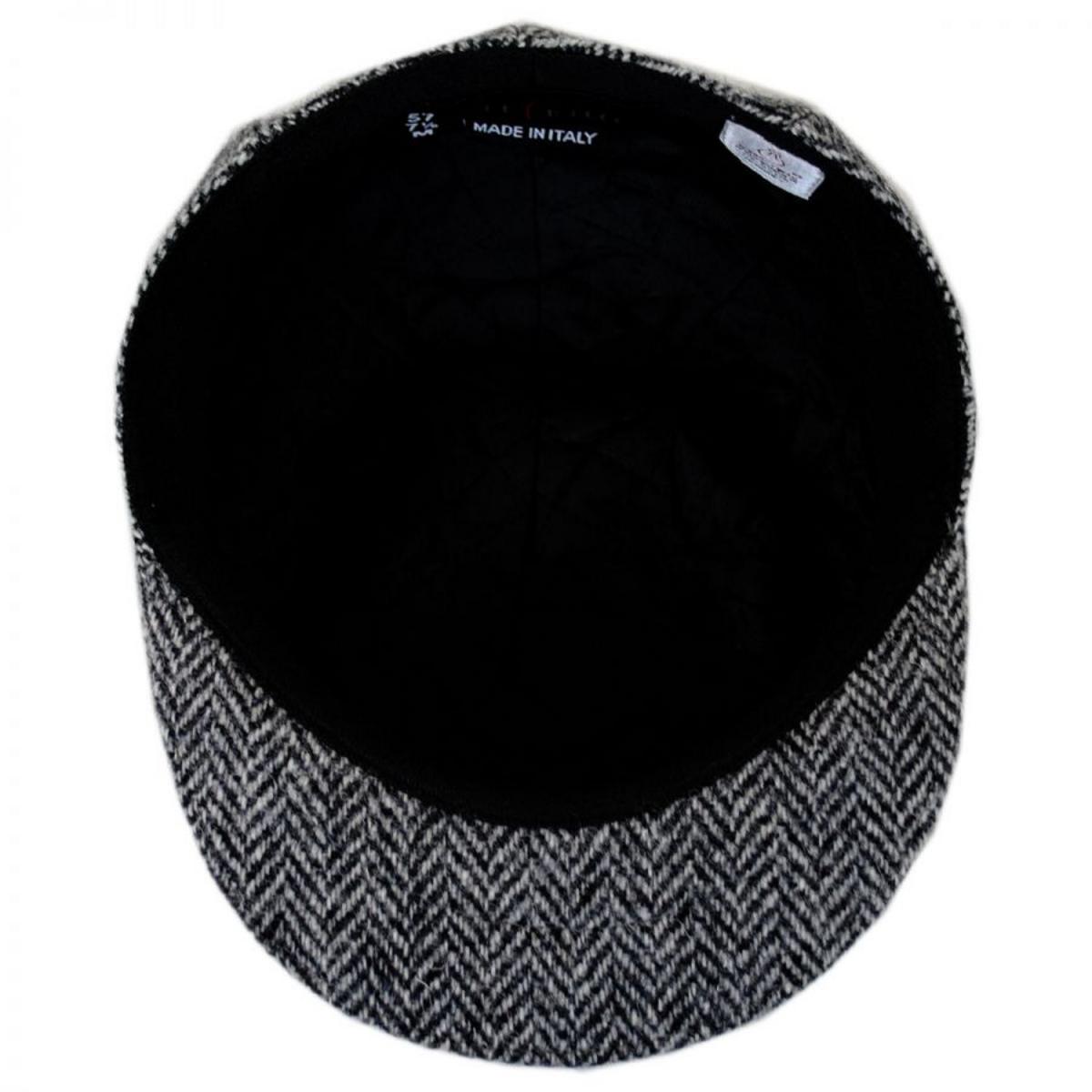 Stefeno Hats | Herringbone Harris Tweed Wool Ascot Cap | 171528 | under | GREY