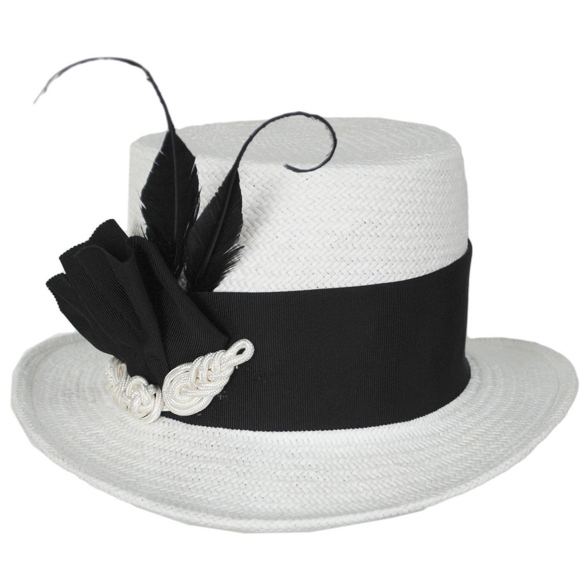 Kathy Jeanne | Tresse Grenouille Toyo Straw Top Hat | 122443 | front | WHITE