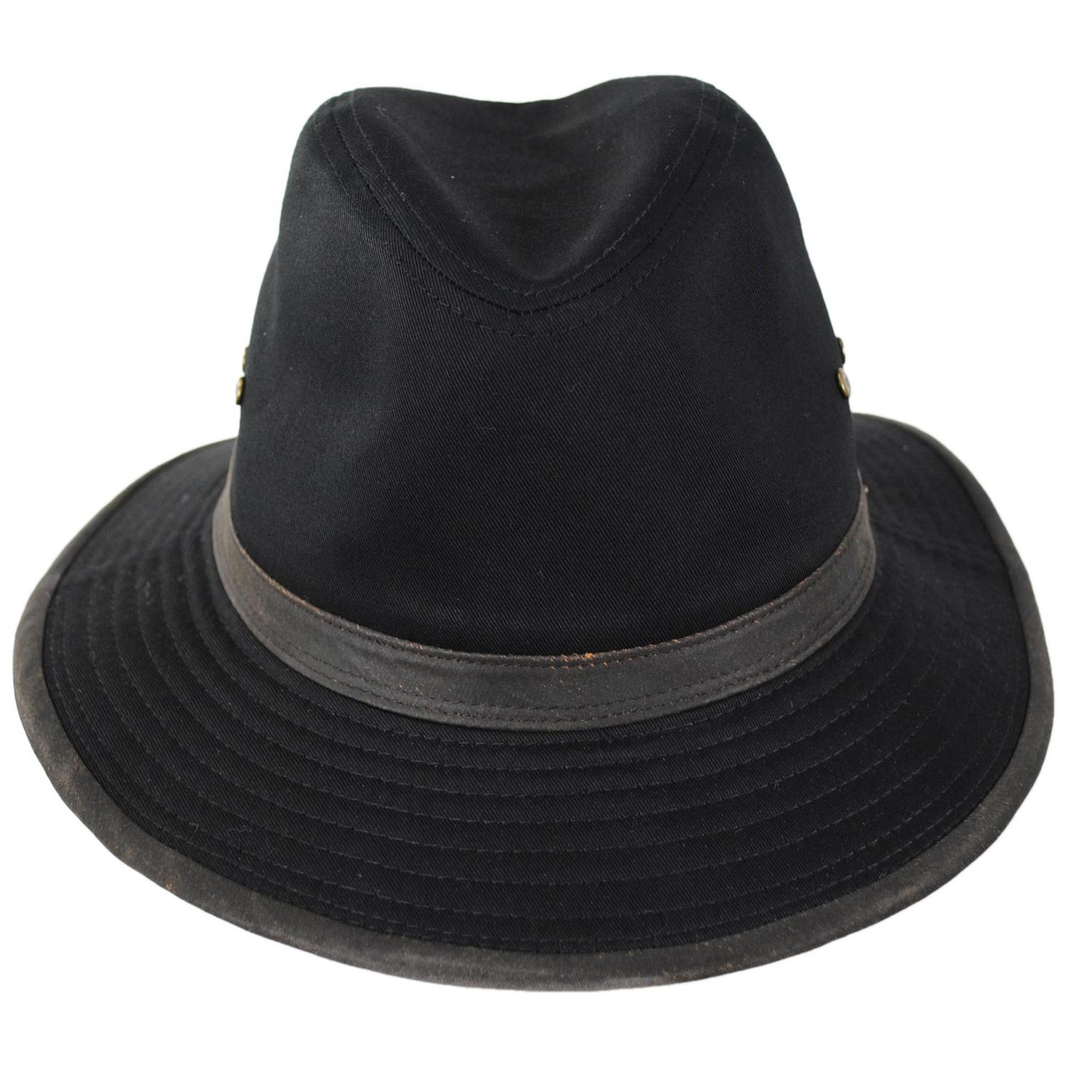 Scala | Maxson Cotton Twill Safari Fedora Hat | 140250 | front | BLACK