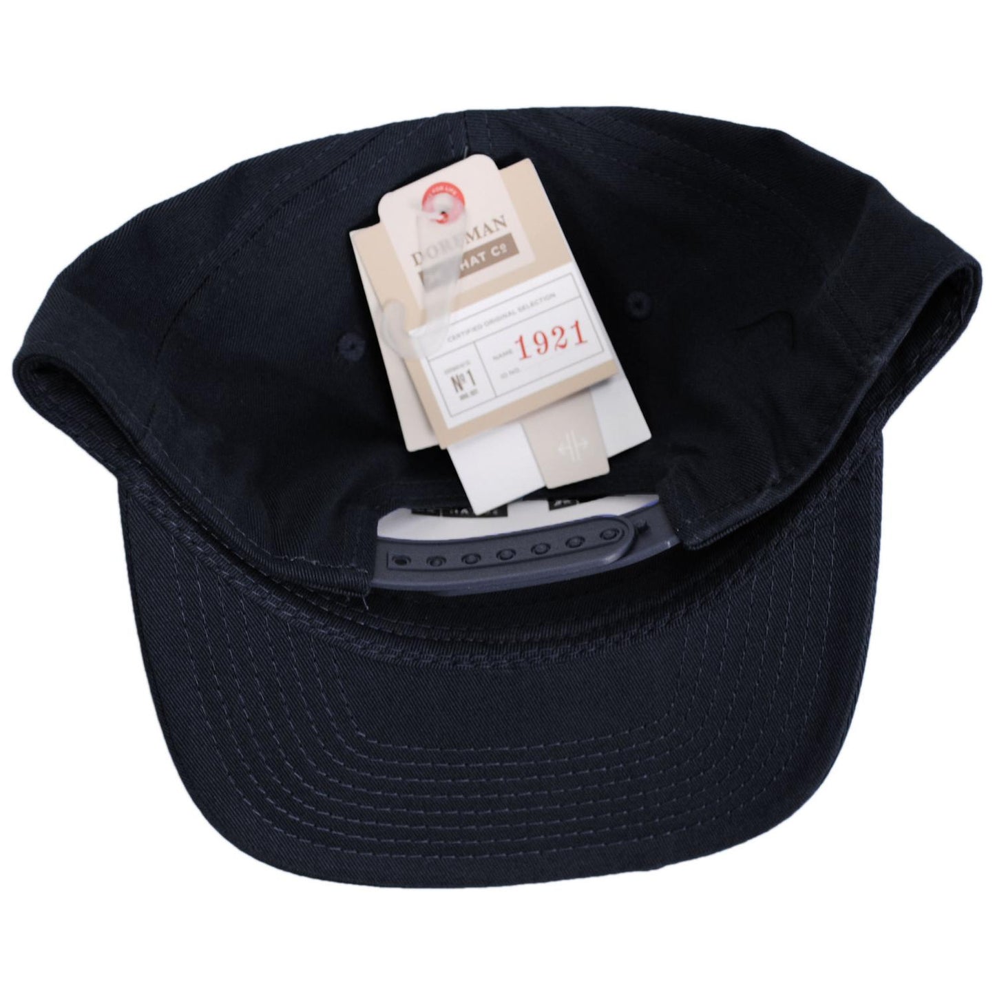 Dorfman Pacific | Mid Pro Cotton Flat Bill Snapback Baseball Cap | 200189 | under | BLACK