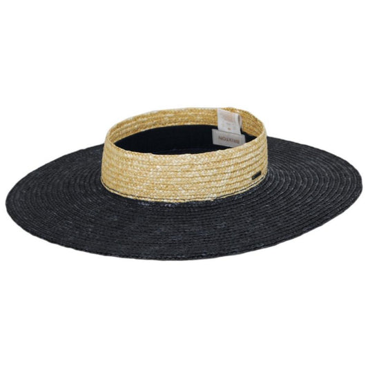 BRIXTON HATS | Joanna Wheat Straw Visor | 198406 | lead | BLACK/HONEY