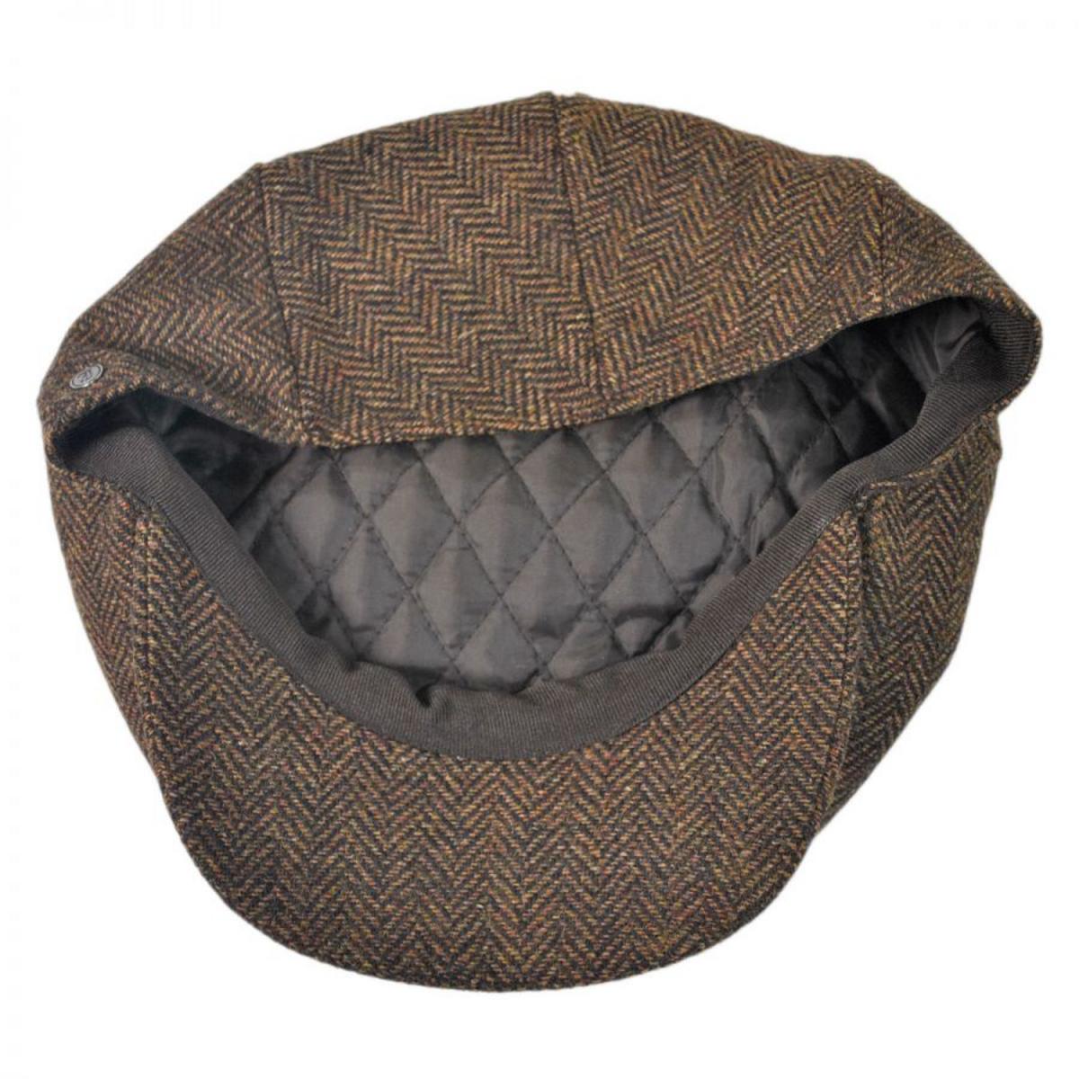 Jaxon Hats | Square Bill Herringbone Wool Ivy Cap | 167755 | under | BROWN