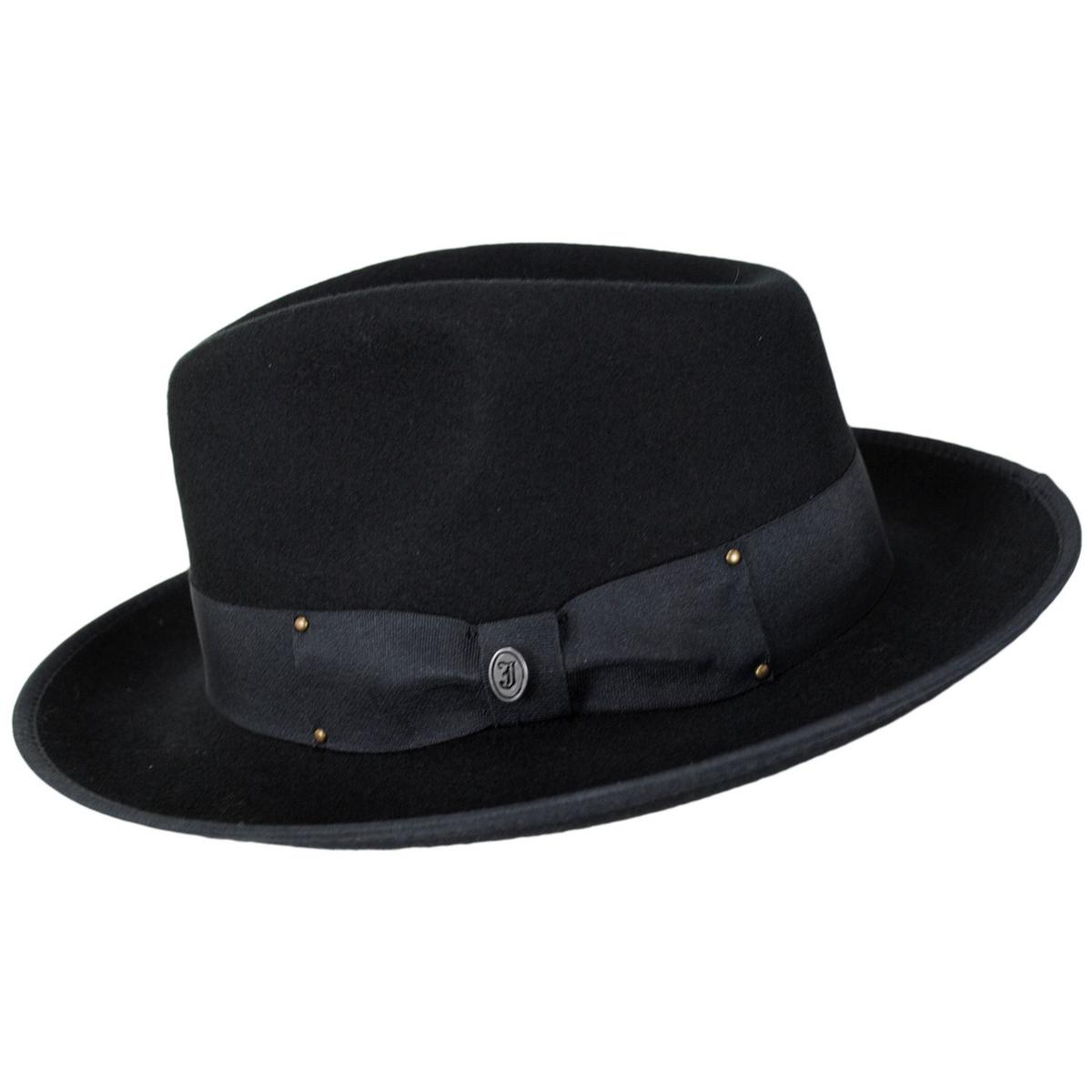Jaxon Hats | Wholesale Scottie Fur Felt Fedora Hat B2B Pre-Pack | B2B132072 | profile | BLACK