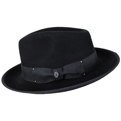 Jaxon Hats | Wholesale Scottie Fur Felt Fedora Hat B2B Pre-Pack | B2B132072 | profile | BLACK